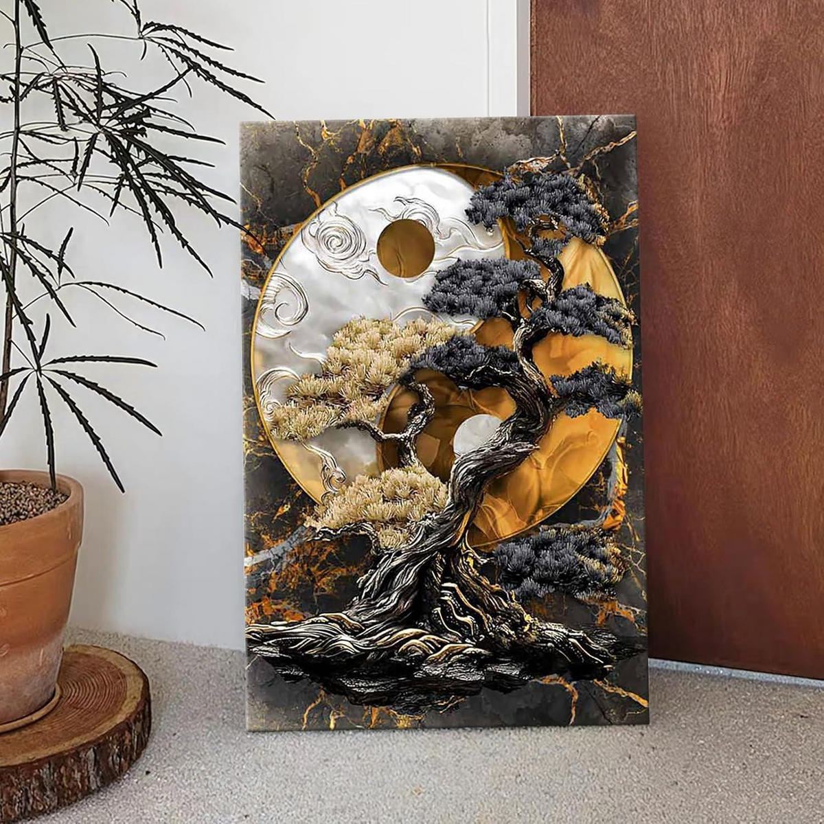 LEINWANDBILD Yin Yang Baum 40 x 60 cm - Multicolor, Textil (60/0.5cm)