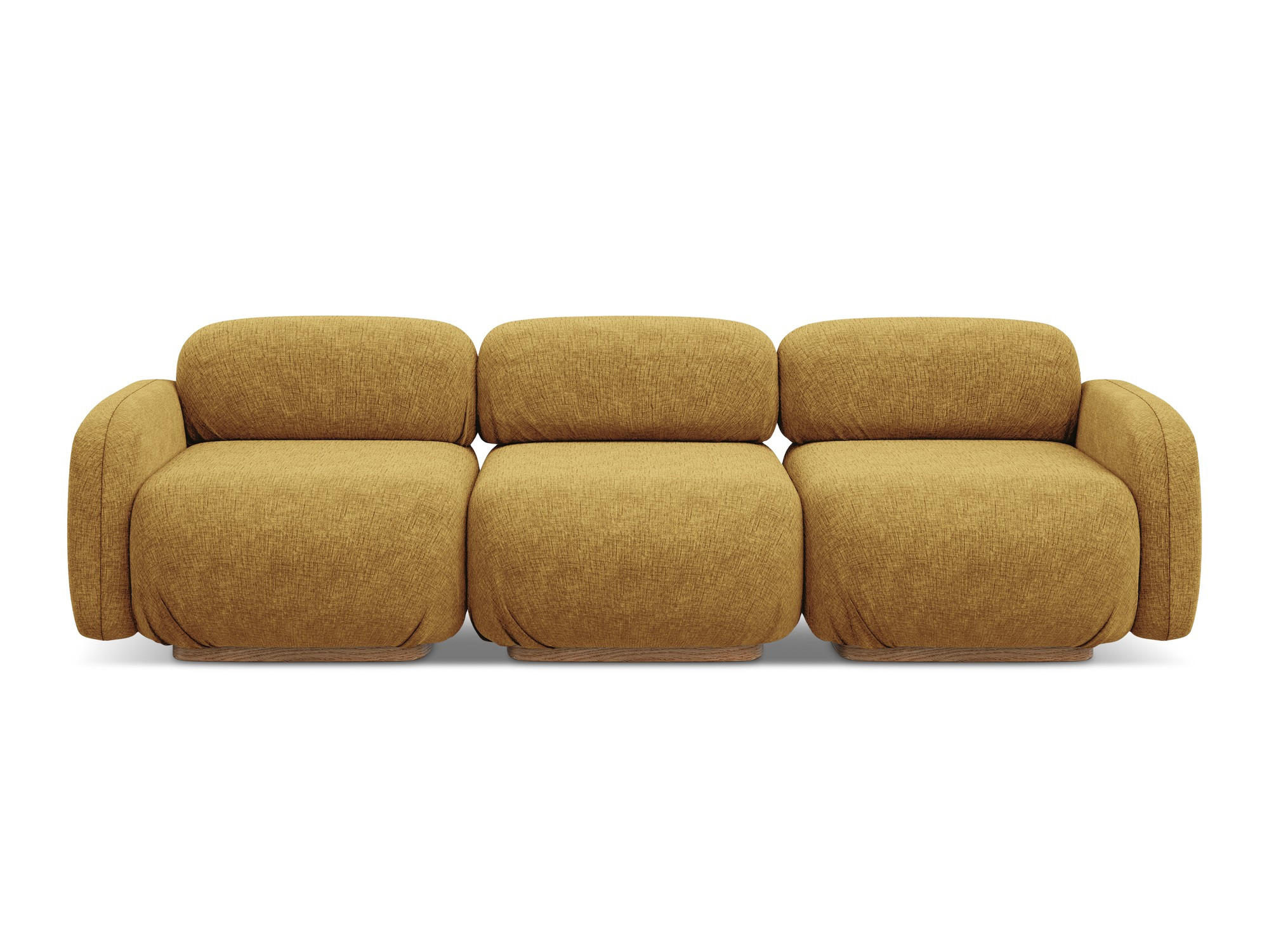 4-SITZER-SOFA Chenille Stoff Gelb - Currygelb/Gelb, Holz/Textil (270/73/95cm) - Makamii