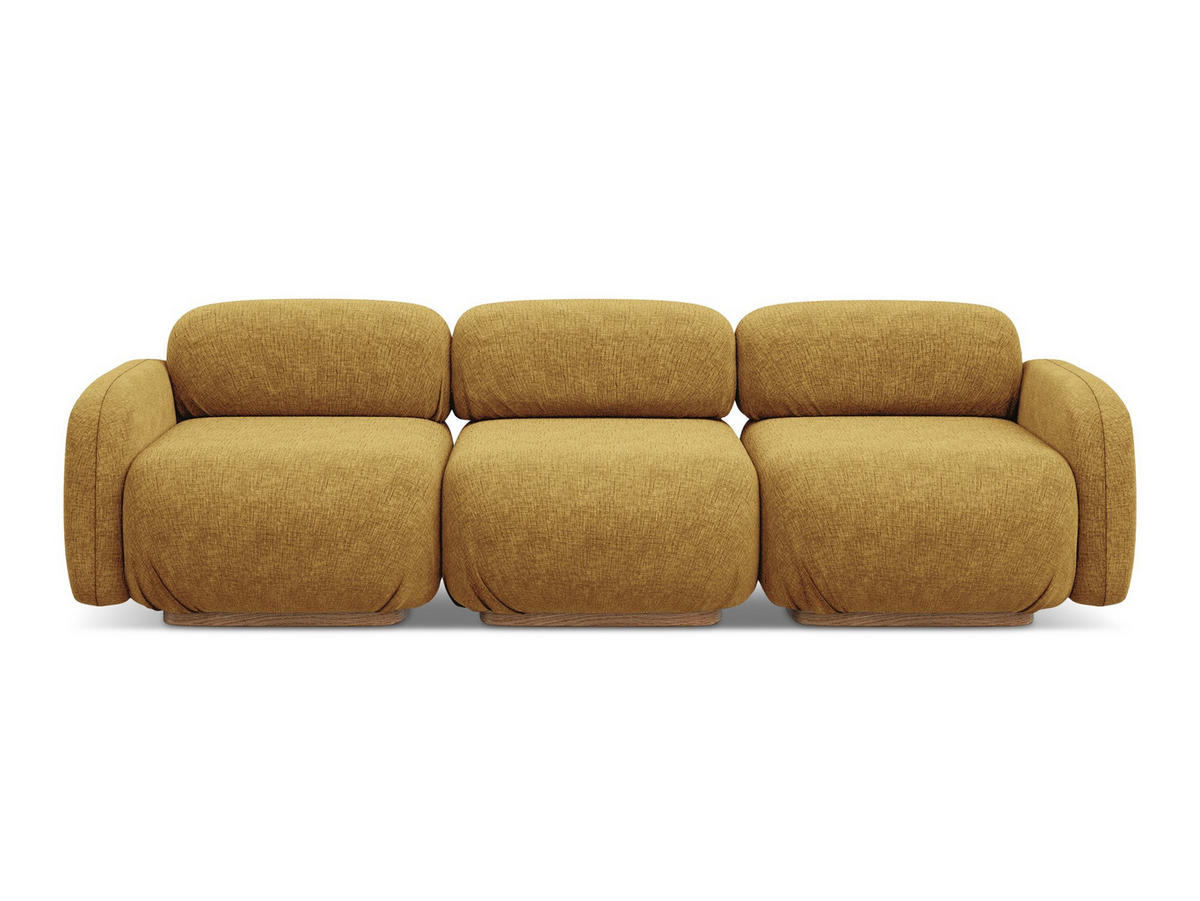 4-SITZER-SOFA Chenille Stoff Gelb - Currygelb/Gelb, Holz/Textil (270/73/95cm) - Makamii