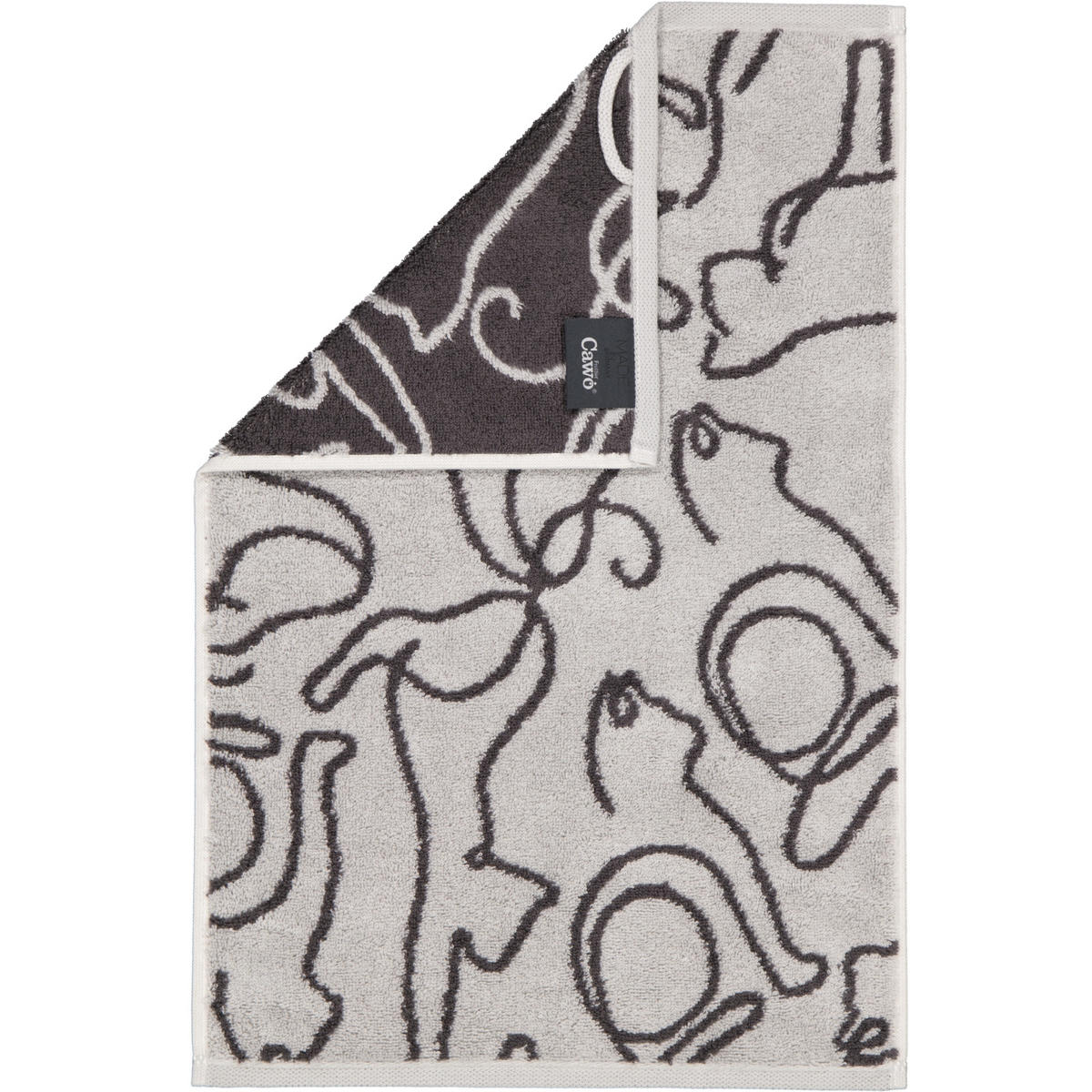 GÄSTETUCH CUTE CATS EDITION CATS 6264 PLATIN/BASALT - 70 - Grau, Textil (30/50cm) - Cawoe