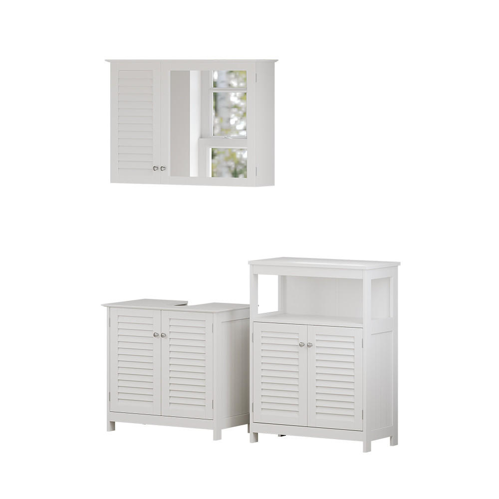 BADMÖBEL-SET Riad Weiß 3 Teile, Option 6 - Weiß, Holzwerkstoff (60/58/35cm) - Vicco