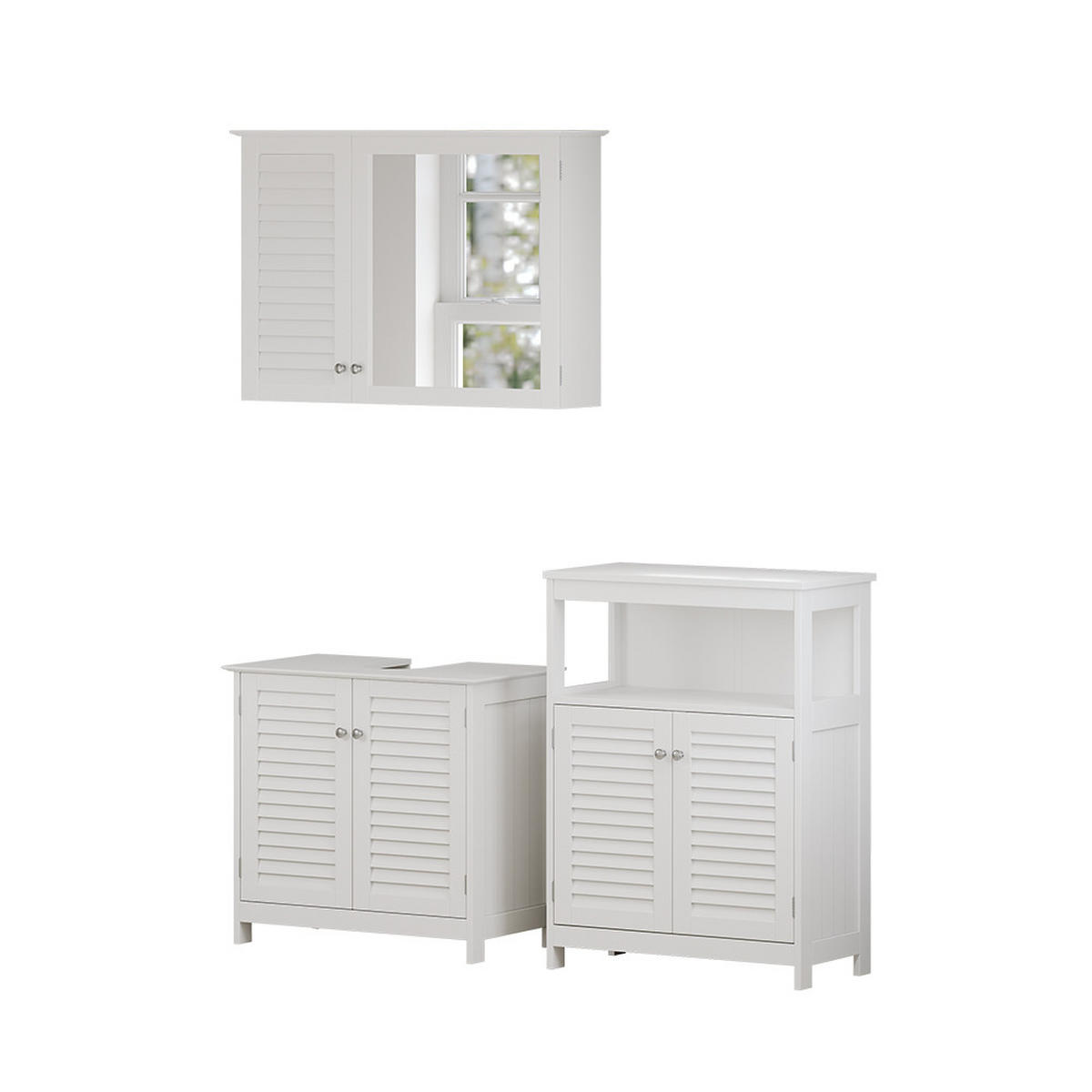 BADMÖBEL-SET Riad Weiß 3 Teile, Option 6 - Weiß, Holzwerkstoff (60/58/35cm) - Vicco