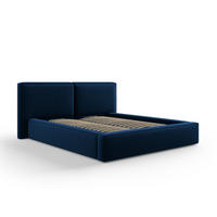 BETT mit Bettkasten und Kopfteil Jodie aus Samt königsblau 160x200cm - Blau, Textil (160/200cm) - Micadoni