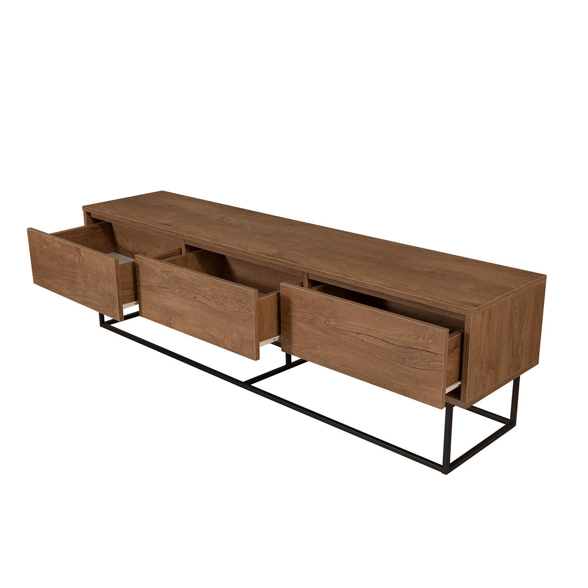 TV-MÖBEL mit 3 Schubladen, Nussbaum-Dekor, Länge 180 cm - Milo - Nussbaumfarben, Holzwerkstoff (40/50/180cm) - Calicosy