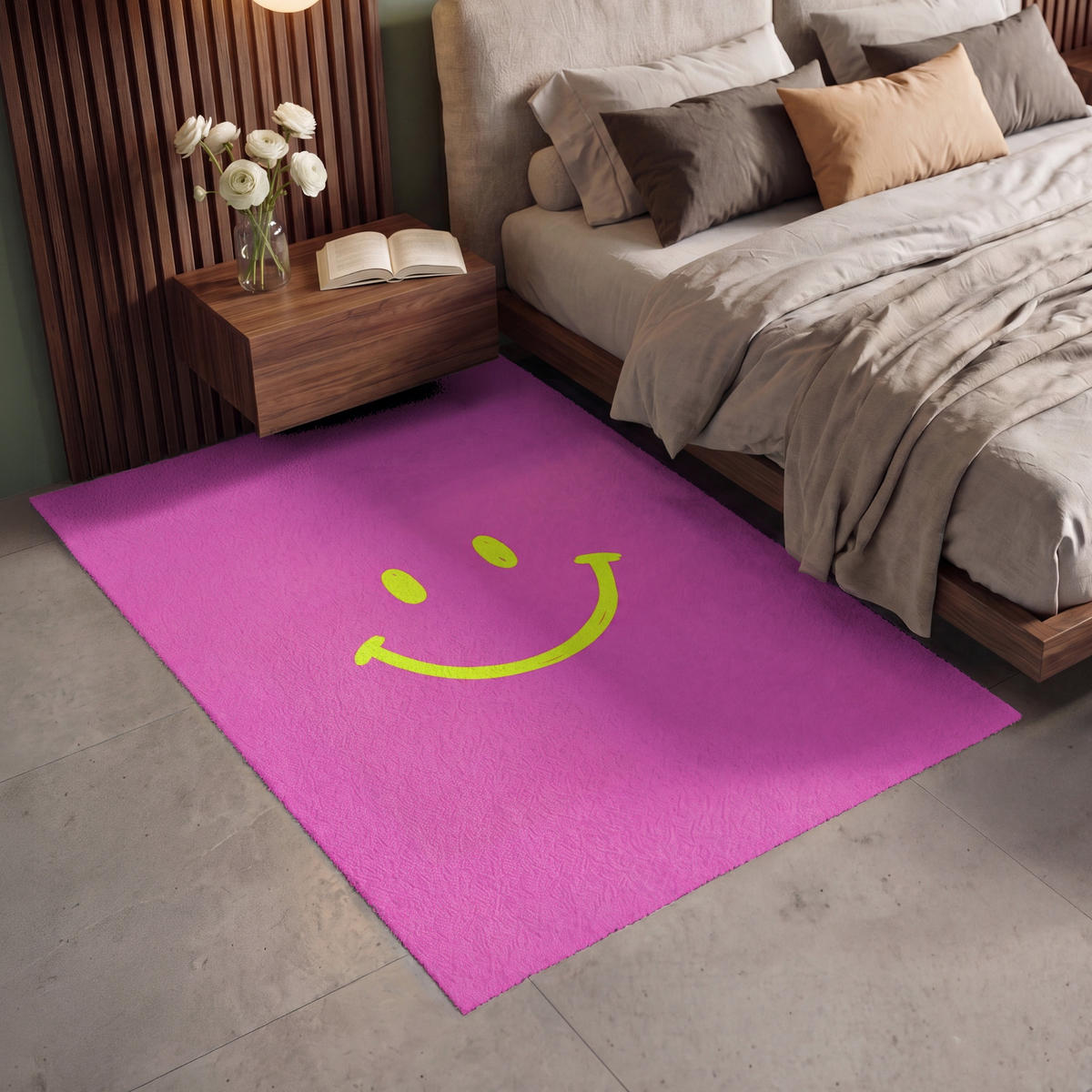 TEPPICH - Smiley - Fröhlich - Rosa - 140x200 cm - Pink, Kunststoff/Textil (140/0.4cm) - OnlyWow