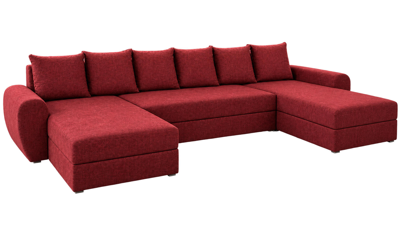WOHNLANDSCHAFT PUMA U-Form 308 cm mit Schlaffunktion, Bettkasten, Kunstleder-Stoff oder Samt, verschiedene Farben - Rot/Schwarz, Kunststoff (308/85/140cm) - Wohnideebilder