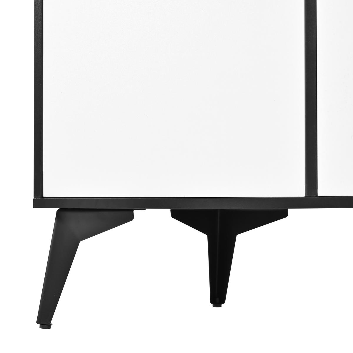 BUFFET DE-37617 80/40/180 cm mit LED-Beleuchtung Weiß/Schwarz - Schwarz/Weiß, Holzwerkstoff (80/180/40cm) - ComfortXL