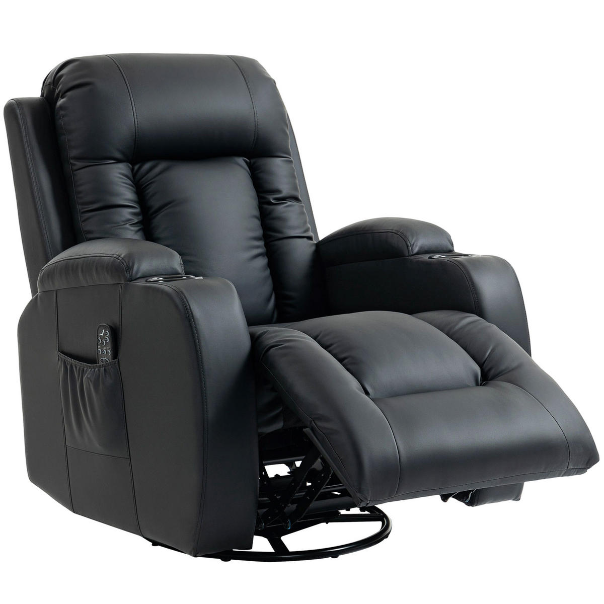 MASSAGESESSEL DE-06426 Wipp-, Liege- & Wärmefunktion, 145° neigbar, drehbar Schwarz - Schwarz, Metall (82/103/99cm) - ComfortXL