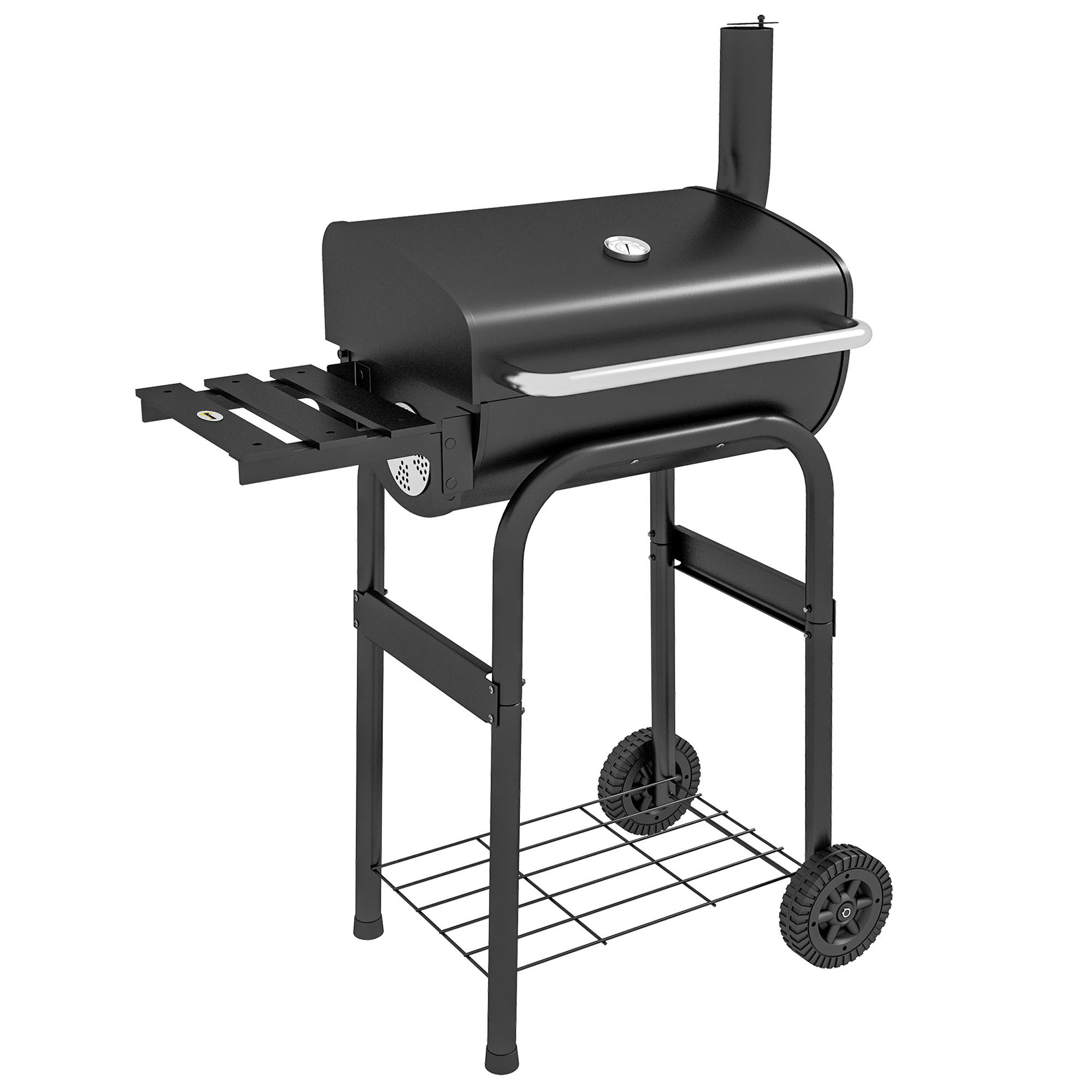 HOLZKOHLEGRILL - Schwarz, Metall (46.5/115/83cm) - Outsunny