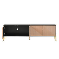 TV-ELEMENT 179/35/53.5 cm Schwarz mit 4 Türen - Schwarz, Holz (179/53.5/35cm) - Oxeza