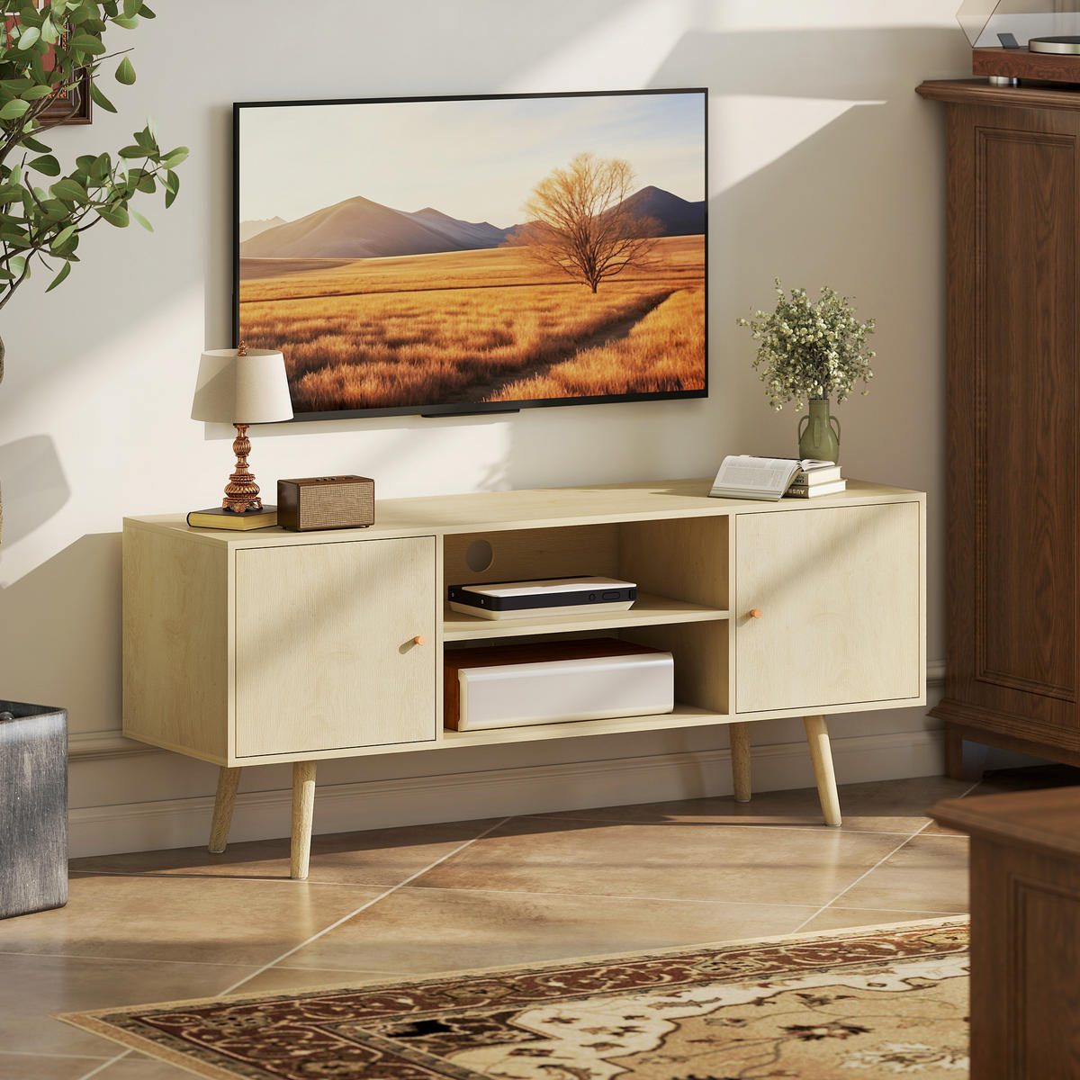 LOWBOARD DE-16148 120/34/50 cm Naturholz-Optik - Naturfarben, Holzwerkstoff (120/50/34cm) - ComfortXL