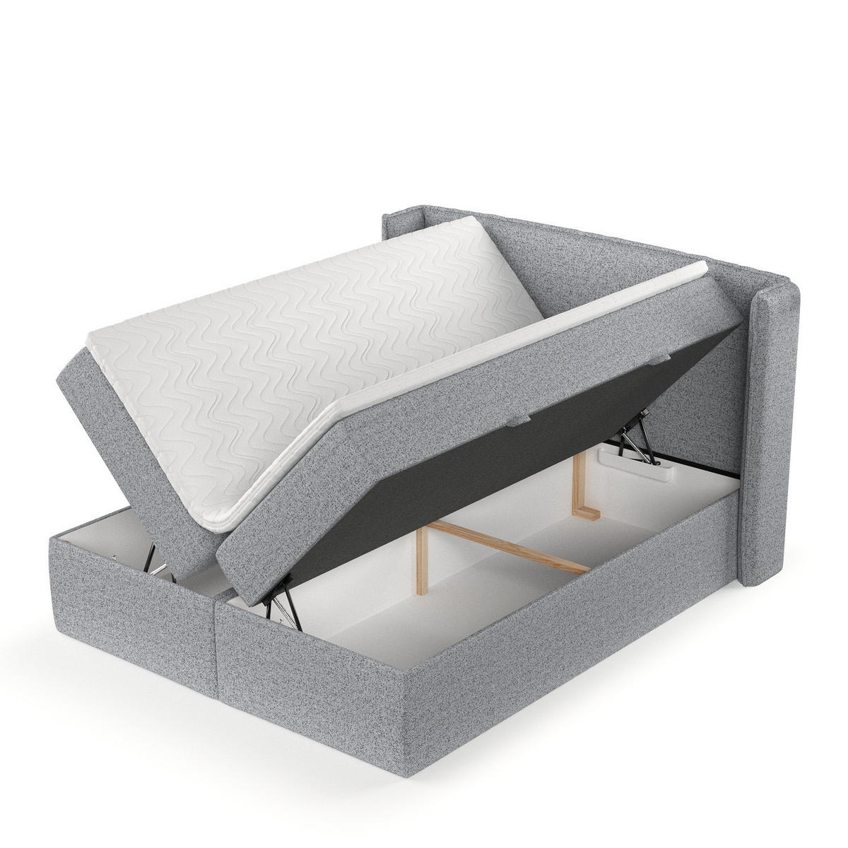 BOXBETT Viva 140/200 cm Grau im Riva Stoff - Schwarz/Grau, Holz/Holzwerkstoff (140/200cm) - AltaBeds