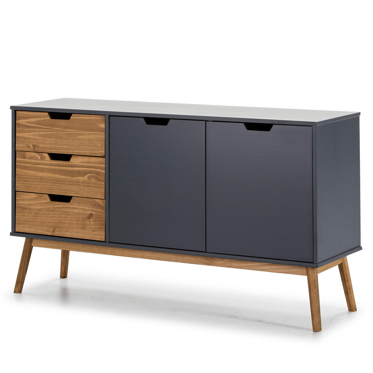 SIDEBOARD Java 3 Schubladen Grau - Anthrazit, Holz (140/80/40cm)