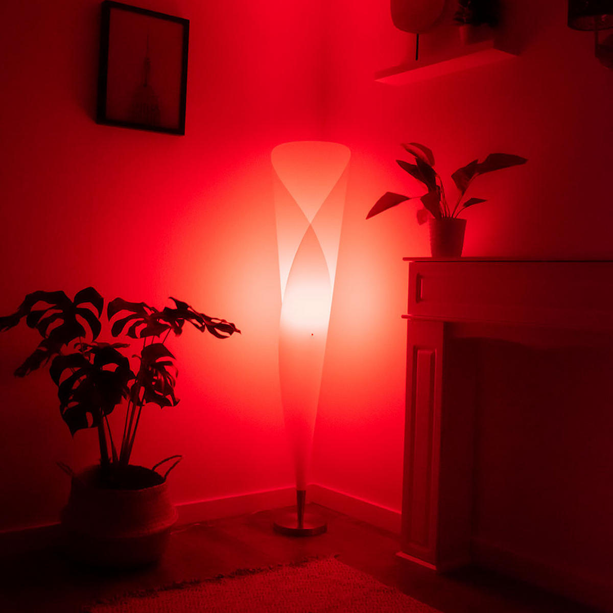 LED STEHLEUCHTE Weißer Lampenschirm - Weiß, Metall (30/30/146cm) - Globo Lighting