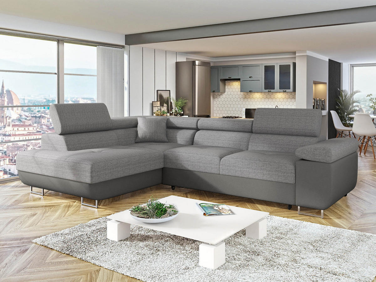 ECKSOFA Torezio, Seite: Links - Grau, Holz/Textil (274/203cm) - MIRJAN24
