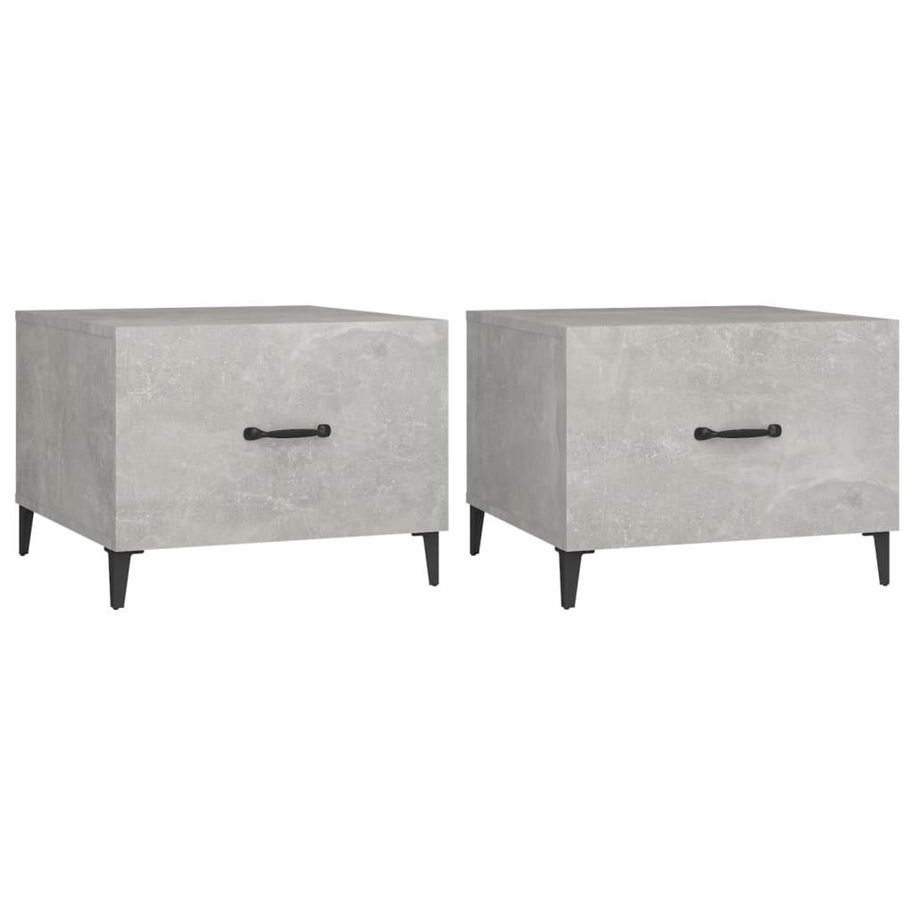 COUCHTISCHE mit Metallbeinen 2 Stk. Betongrau 50x50x40 cm - Grau, Holzwerkstoff (50/50/40cm) - furnicato