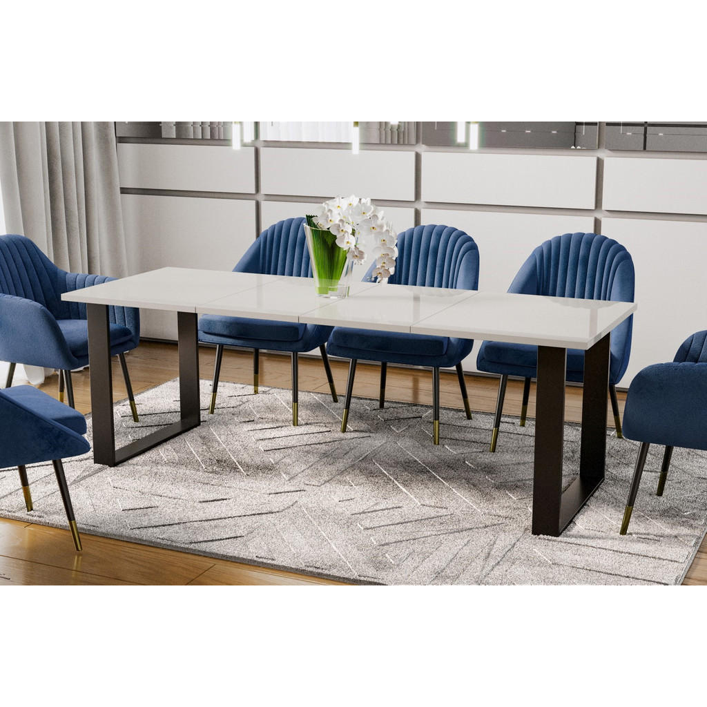 Thumbnail - Endo-Moebel Esstisch, Weiß Hochglanz, Holzwerkstoff, Rechteckig,Rechteckig, 80x76x130 cm, Esszimmer, Tische, Esstische