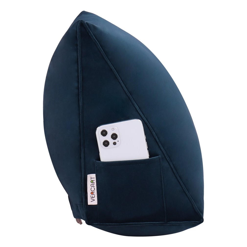 RÜCKENKISSEN für Bett Samt Blau 45 cm - Blau, Textil (35/45cm) - Vercart