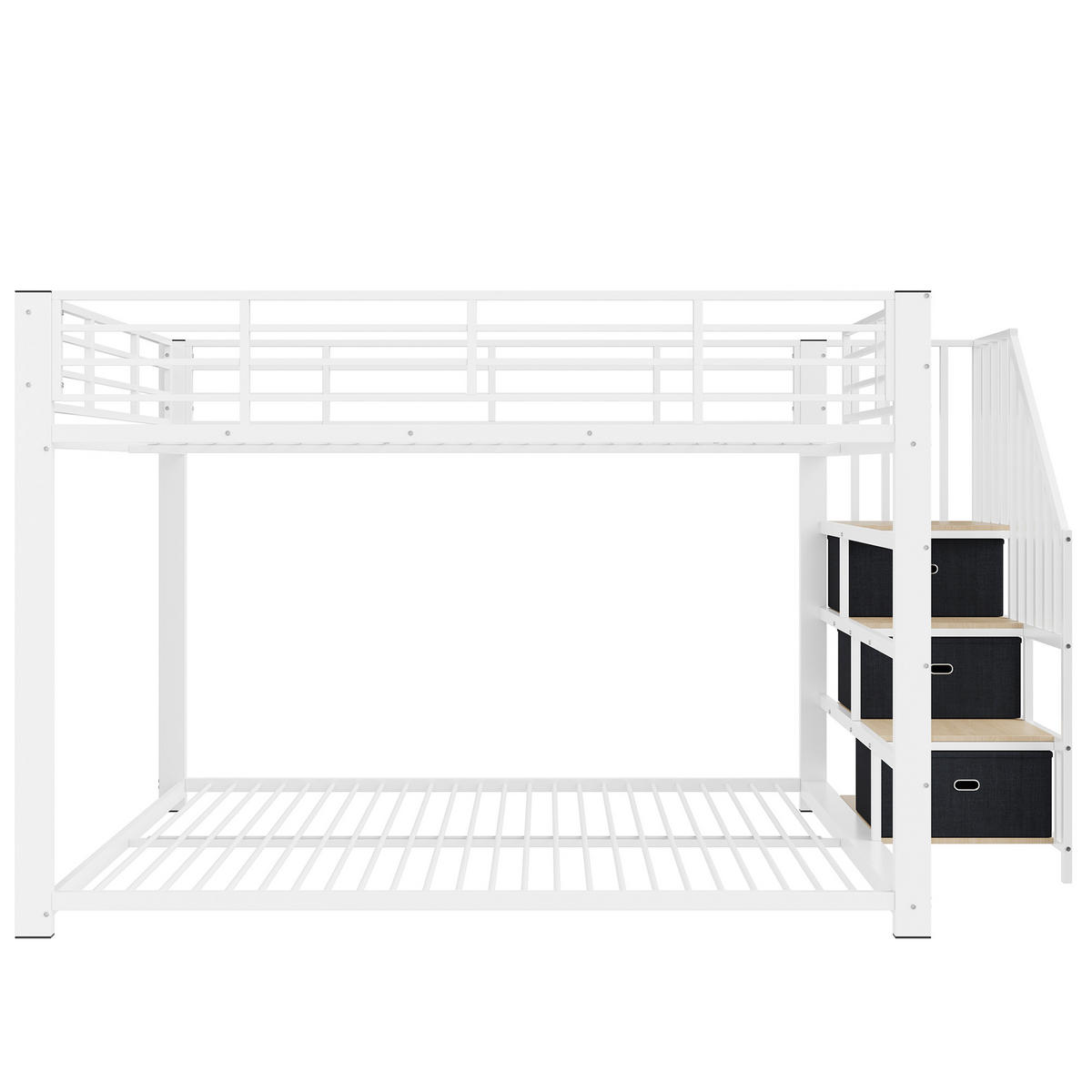 ETAGENBETT 140/200 cm mit Treppe, LED und Steckdose, DE-41957, in Weiß - Weiß, Metall (140/200cm) - ComfortXL