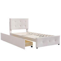 POLSTERBETT 90/200 cm Beige aus Samt mit Schublade - Beige, Textil (90/200cm) - OKMYHOME