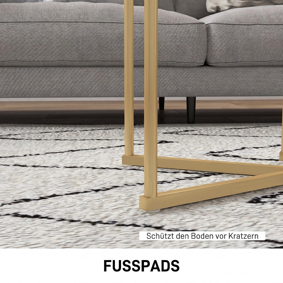 SIDOBORD, 2-set, MDF och stål, guld - Guldfärgad, Metall (45/45/55cm) - HOMCOM