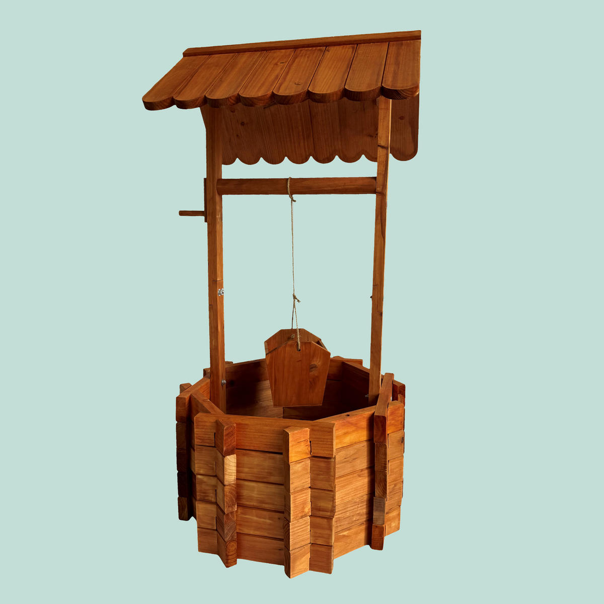 LESENI vodnjak - oranžna, tekstil/les (56/56/114cm) - Relaxdays