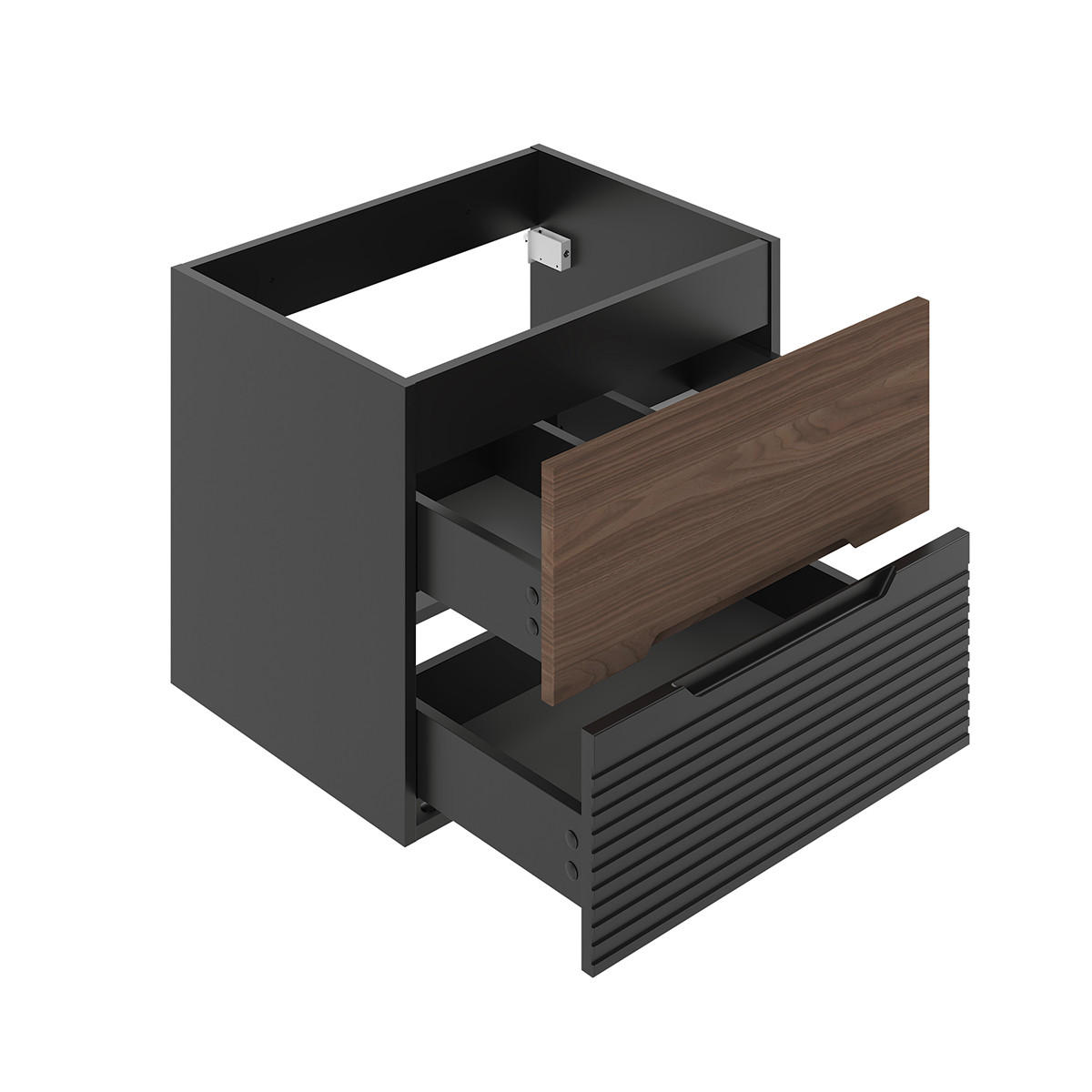 BADMÖBEL 60cm Sylla 2er-Set Schwarz und Holz - Schwarz, Holzwerkstoff (60/50/45.8cm) - Petits-meubles