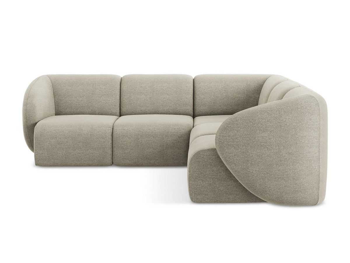 ECKSOFA Bouclé Stoff Grau - Taupe/Schwarz, Holzwerkstoff/Kunststoff (251/251cm) - Makamii