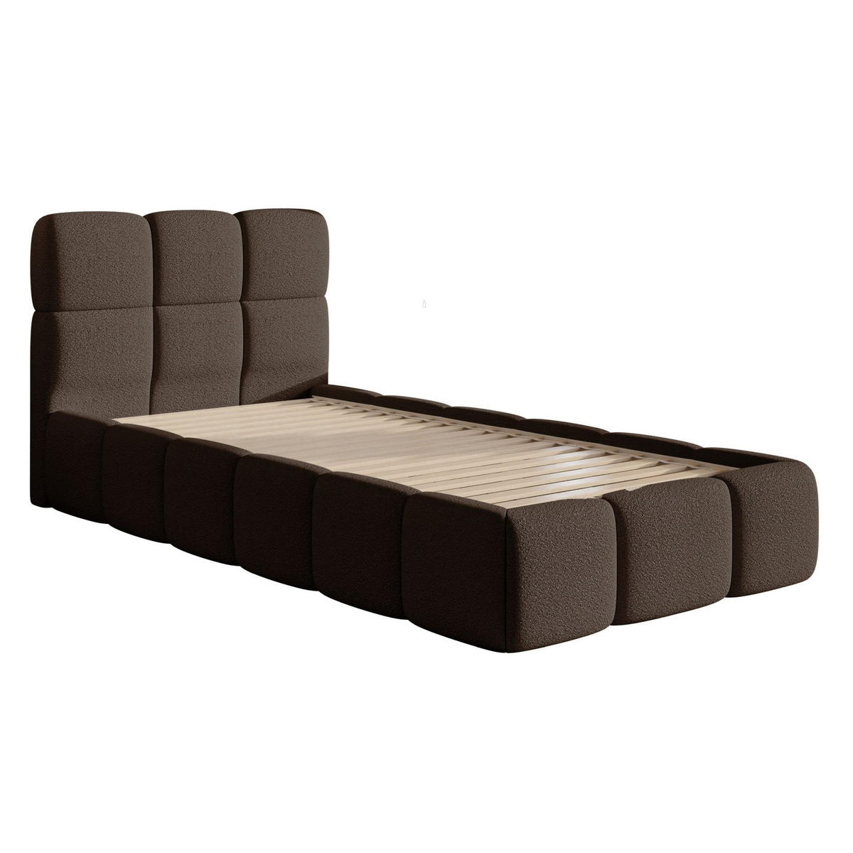 POLSTERBETT Cloudy Braun Bouclé, 90x200 cm - Schwarz/Braun, Kunststoff/Textil (90/200cm) - Selsey