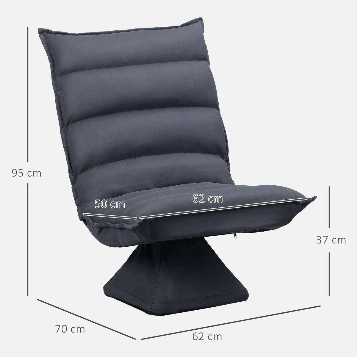 BODENSOFA Bodenstuhl mit 360° drehbarem Sockel Meditationsstuhl Dunkelgrau - Dunkelgrau, Metall (70/95/62cm) - HOMCOM