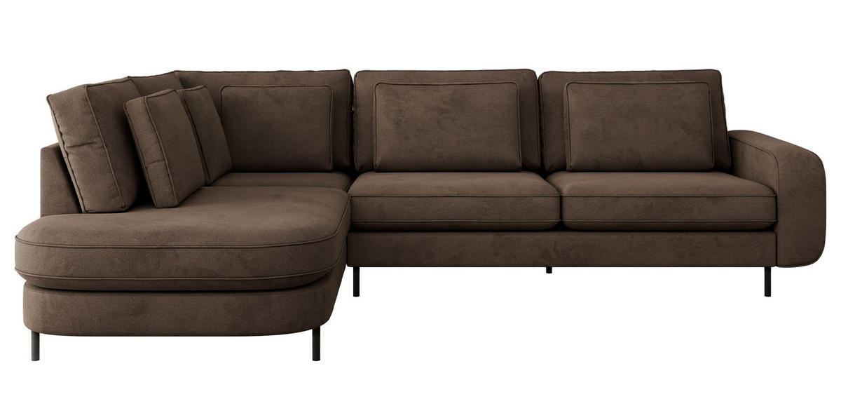 ROHOVÁ SEDAČKA CALENO L - Hnědá Samet - Pravá Strana - černá/hnědá, kov/textil (317/225cm) - MKS