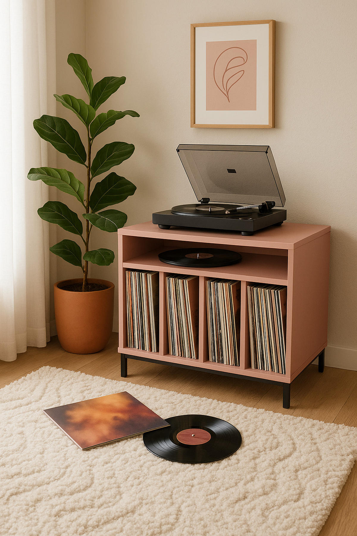 SCHRANK für Schallplatten rosa BOWIE - Pink, Holzwerkstoff (40/63/70cm) - RNT By Really Nice Things