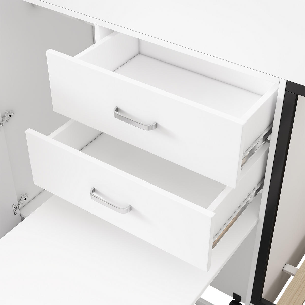 ETAGENBETT aus MDF 90x200 cm in Weiß mit Schreibtisch & Stauraum - Weiß, Holzwerkstoff (90/200cm) - Modfu