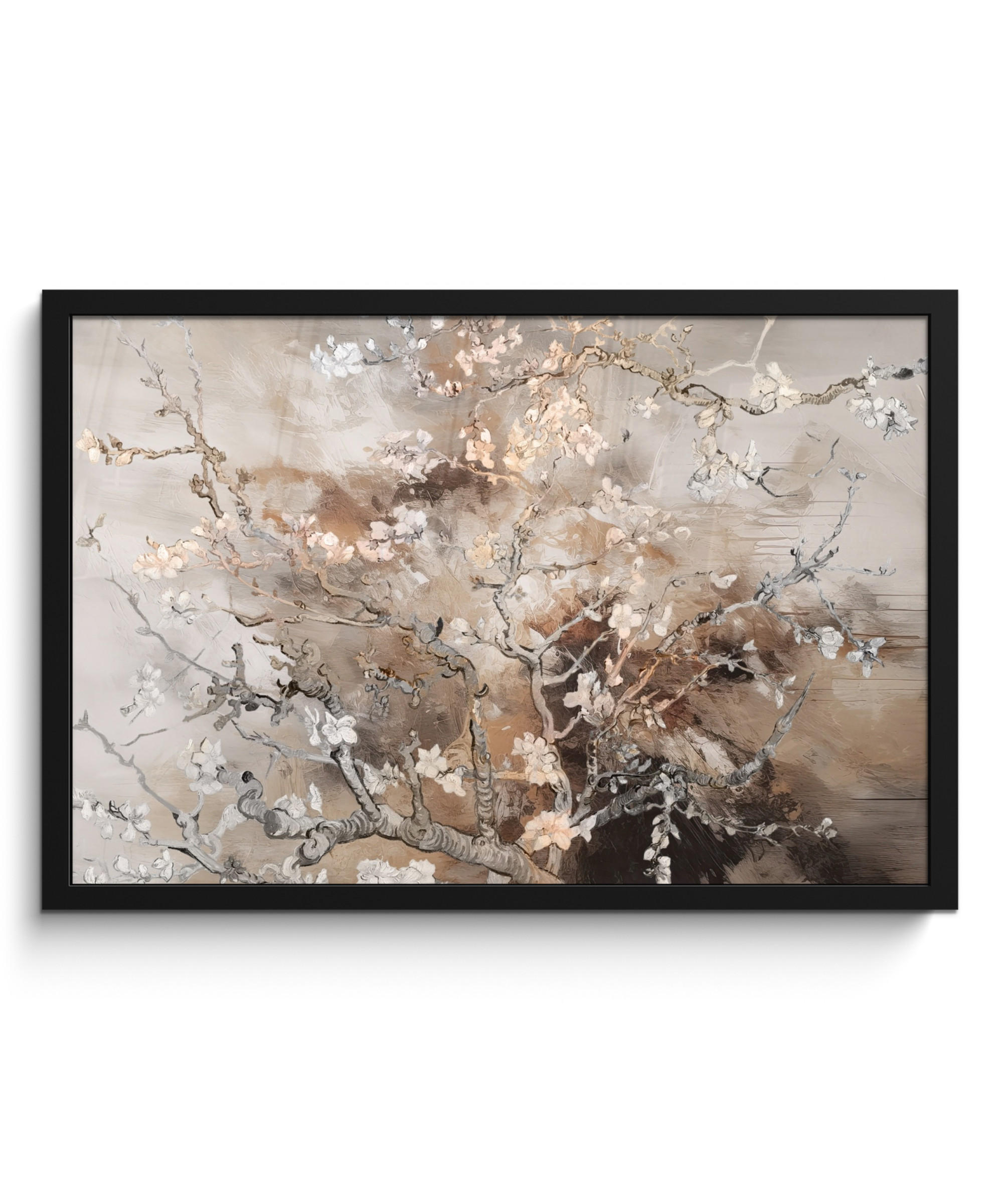 POSTER MIT RAHMEN Mandelblüte - Kunst - Van Gogh - Beige - Abstrakt 60x40 cm - Braun, Papier (60/40cm) - MuchoWow