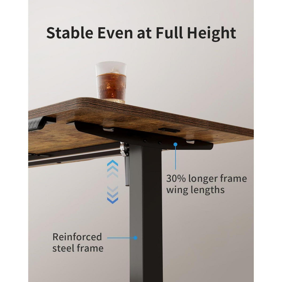 SCHREIBTISCH höhenverstellbar elektrisch 100 x 60 cm Braun mit USB-Anschlüssen - Braun, Holzwerkstoff (60/100/72cm)