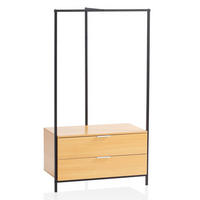GARDEROBE Eiche-Dekor 152x85x44cm mit Schubladen - Schwarz/Braun, Holzwerkstoff (85/152/44cm) - KADIMA DESIGN