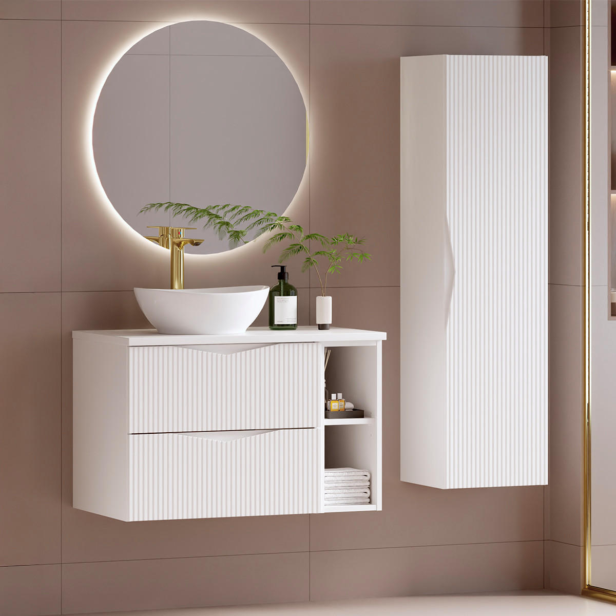 WASCHTISCHUNTERSCHRANK 80.6cm Tao Weiß - Weiß, Holzwerkstoff (80.6/52.2/46.5cm) - Petits-meubles