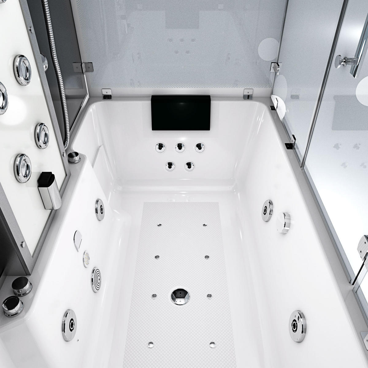 BADEWANNE Dusche K80-SW-TH-A-SC-EA Duschtempel - Schwarz, Glas/Kunststoff (100/180/228cm) - AcquaVapore by Sandra Jentho