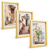 BILDER SET 3er Set - 20x30 cm Goldrahmen - Straßen, Blumen und Fahrräder - Goldfarben, Kunststoff (20/30cm) - TULUP