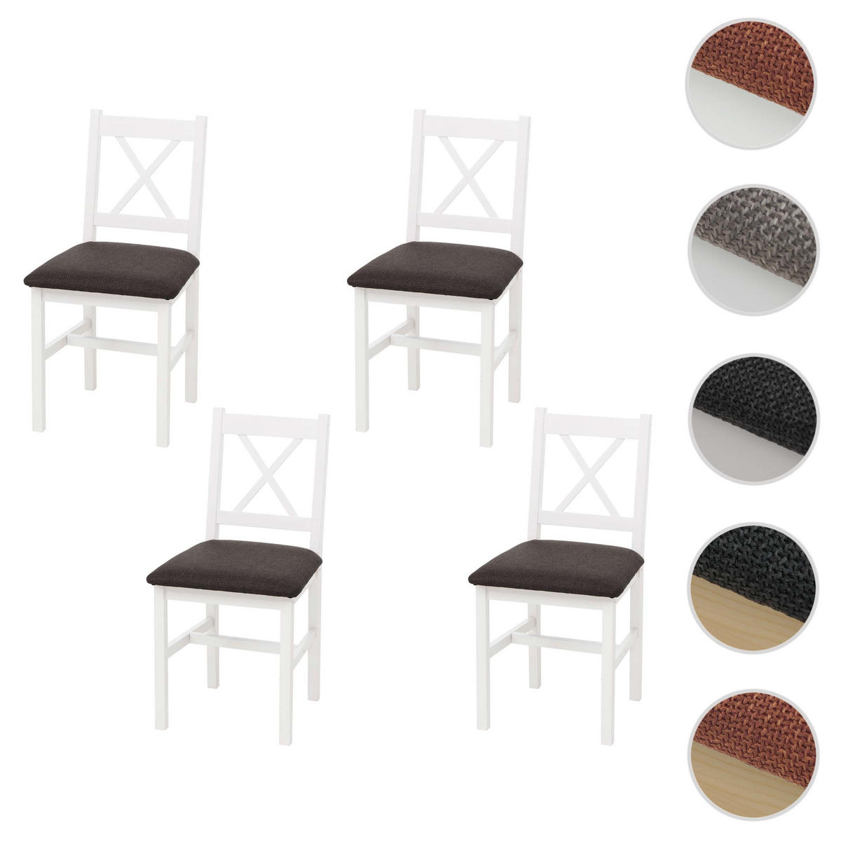 ESSZIMMERSTUHL Weiß, Schwarz 4er-Set - Schwarz/Weiß, Holz (43/85/44cm) - MCW