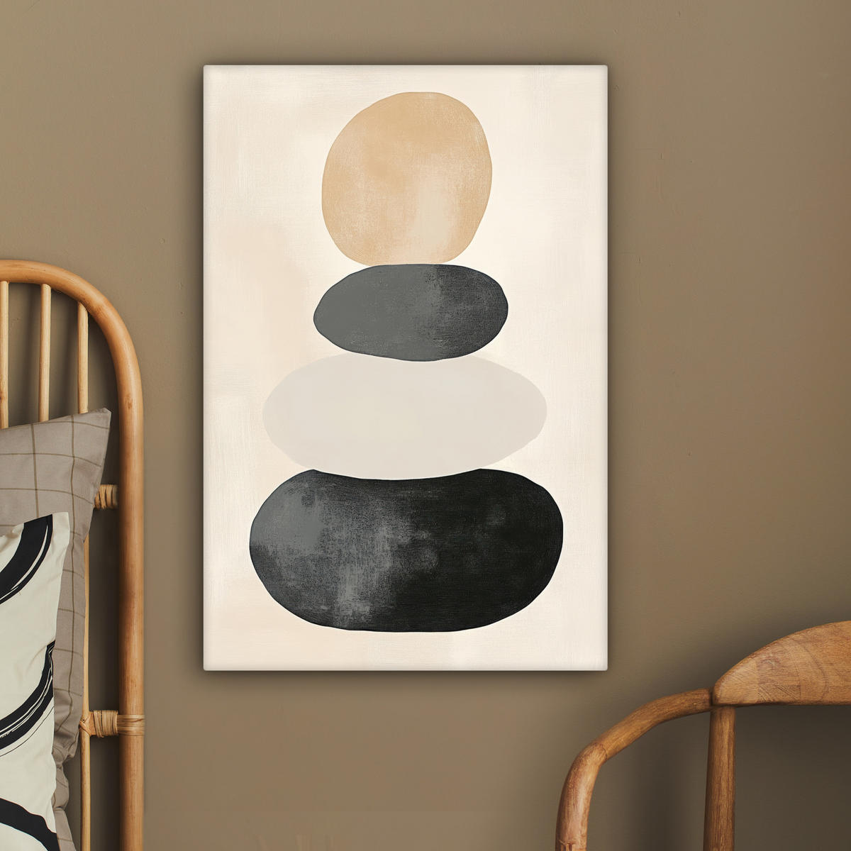 LEINWANDBILD Japandi - Wabi sabi - Beige 40x60 cm - Taupe, Textil (40/60cm) - MuchoWow