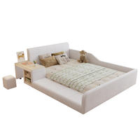 POLSTERBETT 140/200 cm Weiß aus Samt mit Schreibtisch und Hocker - Weiß, Textil (140/200cm) - OKMYHOME