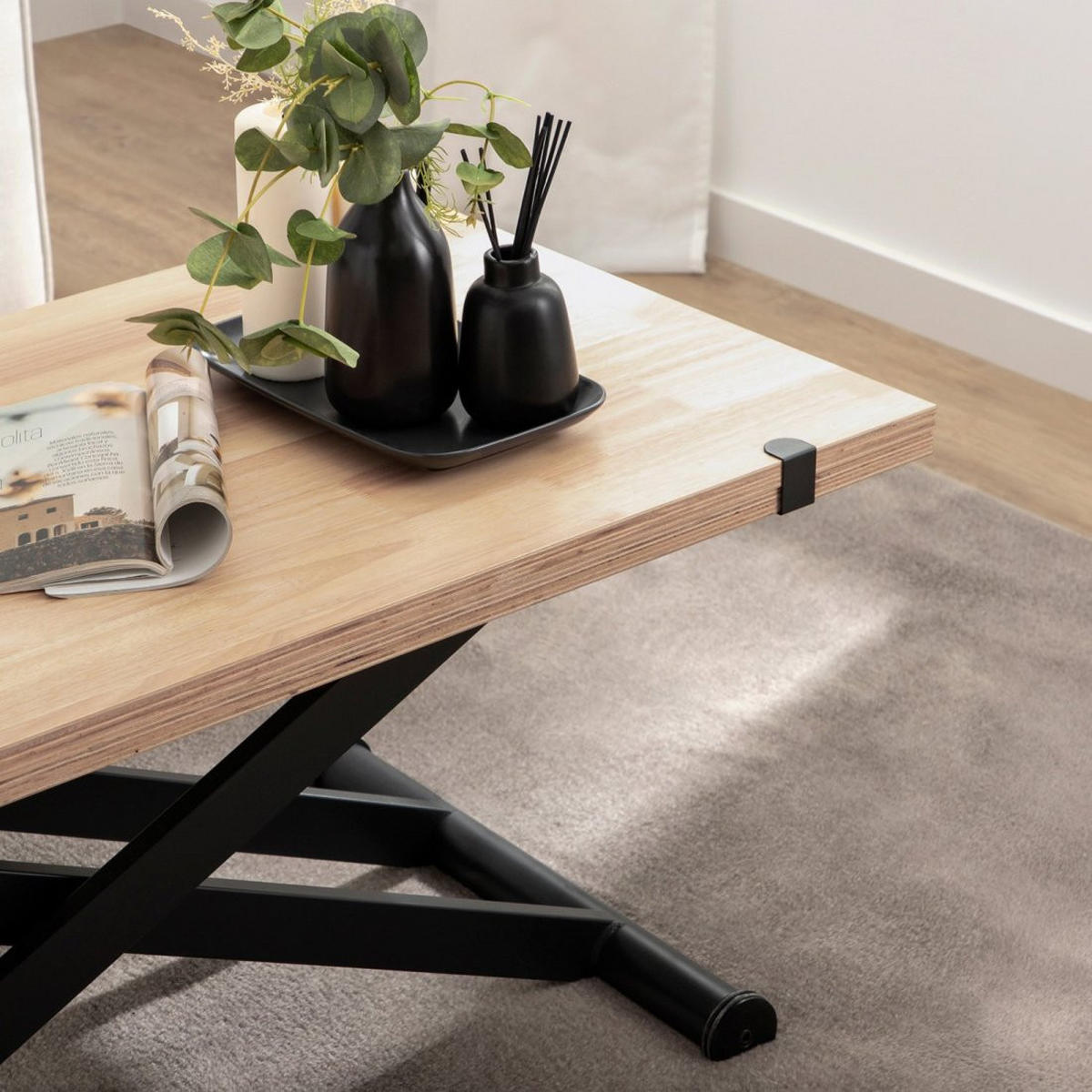 COUCHTISCH AUSZIEHBARER UND ERHÖHTER Tapi 110 cm x 46-75 cm - Hellbraun, Holz (57/110/46cm) - Klast Home