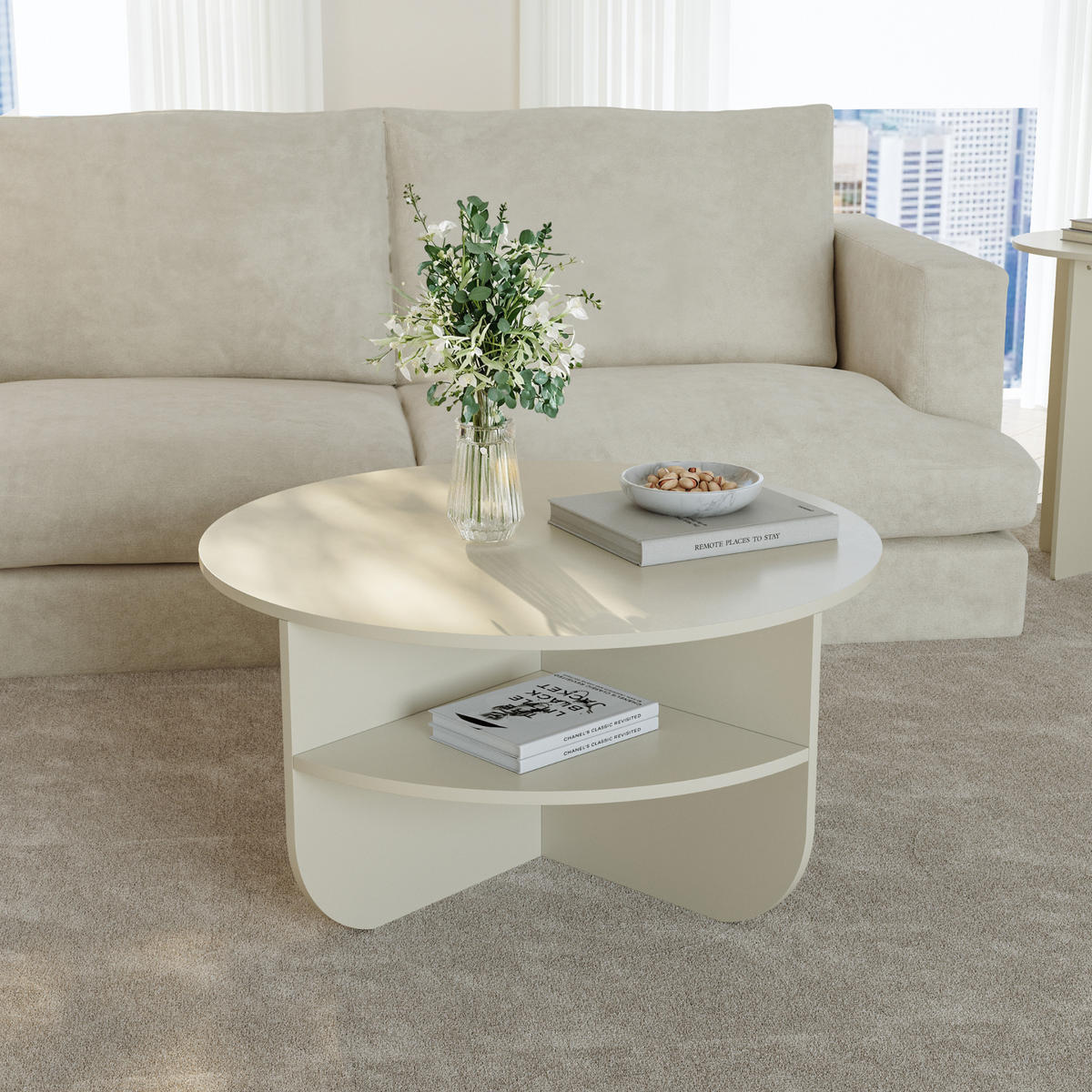 COUCHTISCH Reykhon 80/80/41 cm - Sandfarben, Holzwerkstoff (80/80/41cm) - [en.casa]