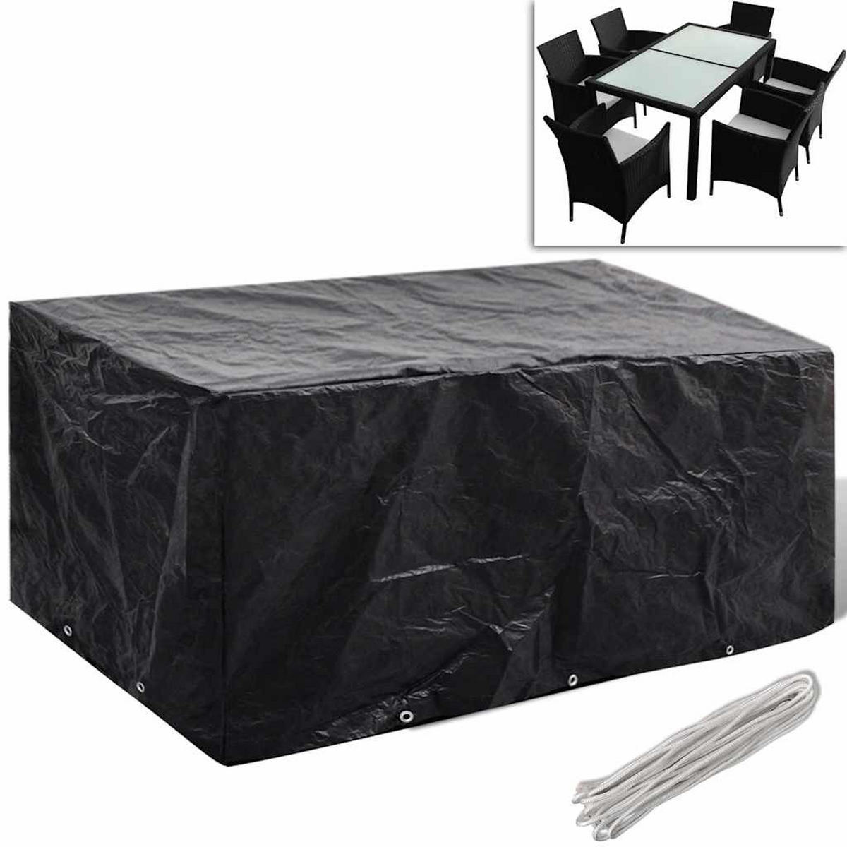 GARTENMÖBEL-ABDECKUNG 8 Ösen 240/140/90 Cm - Schwarz, Kunststoff (240/140/90cm) - vidaXL
