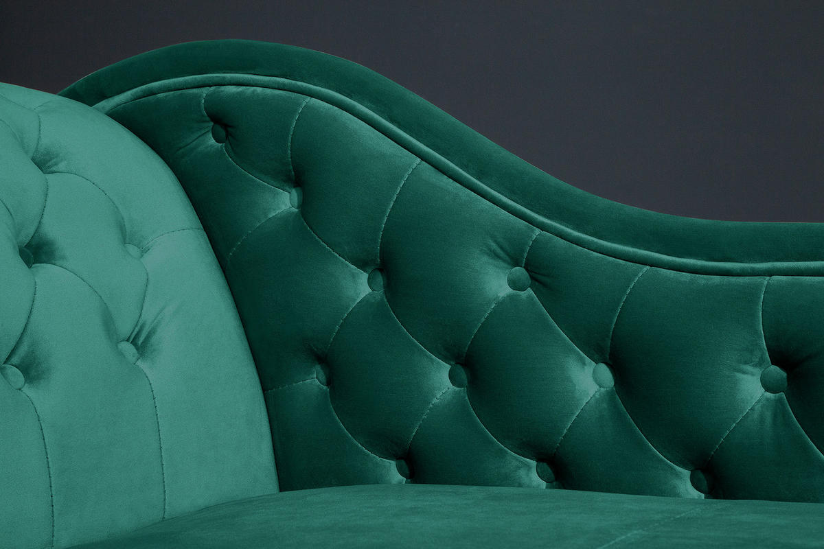 LIEGE CHESTERFIELD Samt Smaragdgrün 170 cm - Dunkelbraun/Grün, Holz/Textil (170/73/60cm) - riess-ambiente