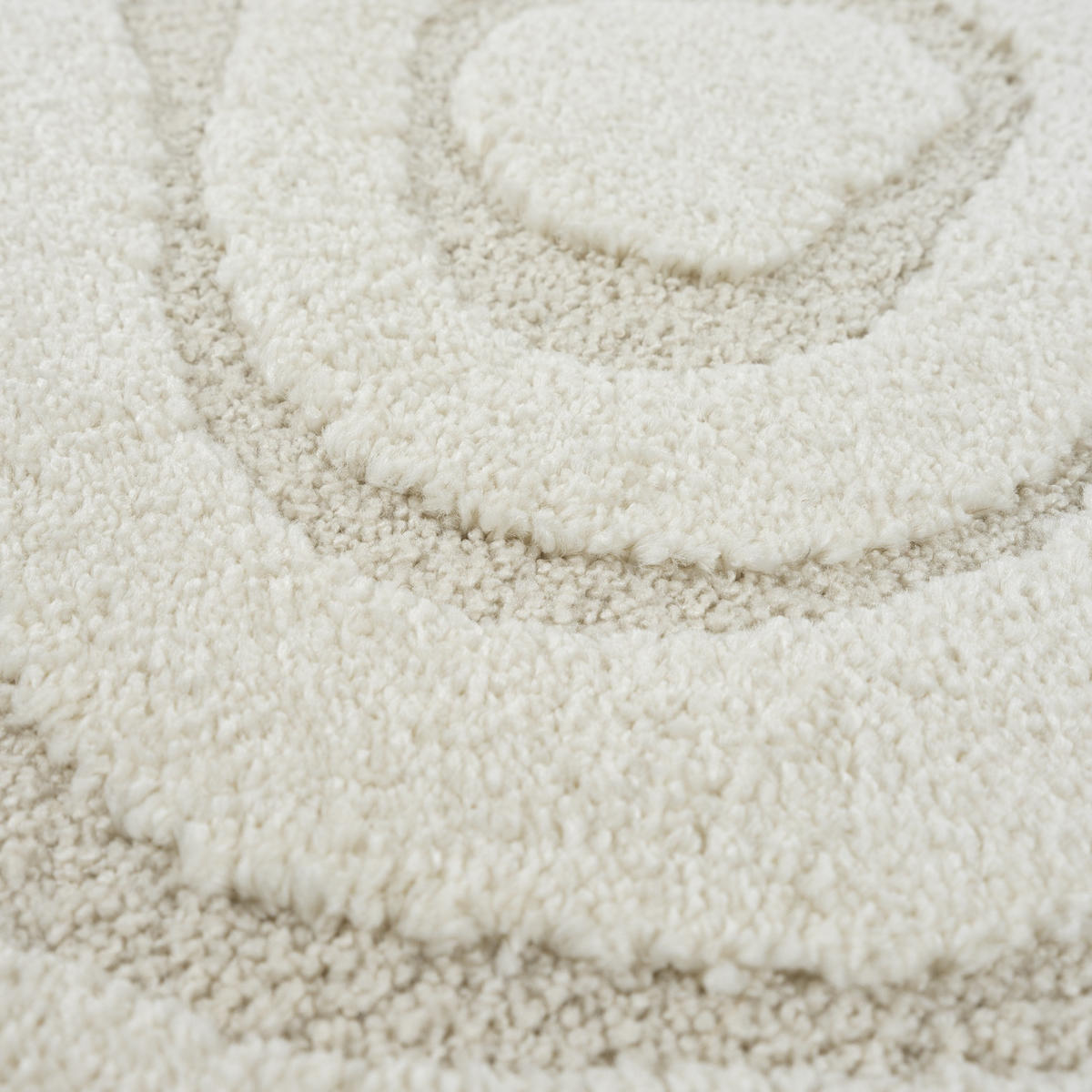 RUNDTEPPICH Streifen CETINA Polypropylen Creme 120 x 120 cm - Beige, Textil (120/120cm) - KADIMA DESIGN