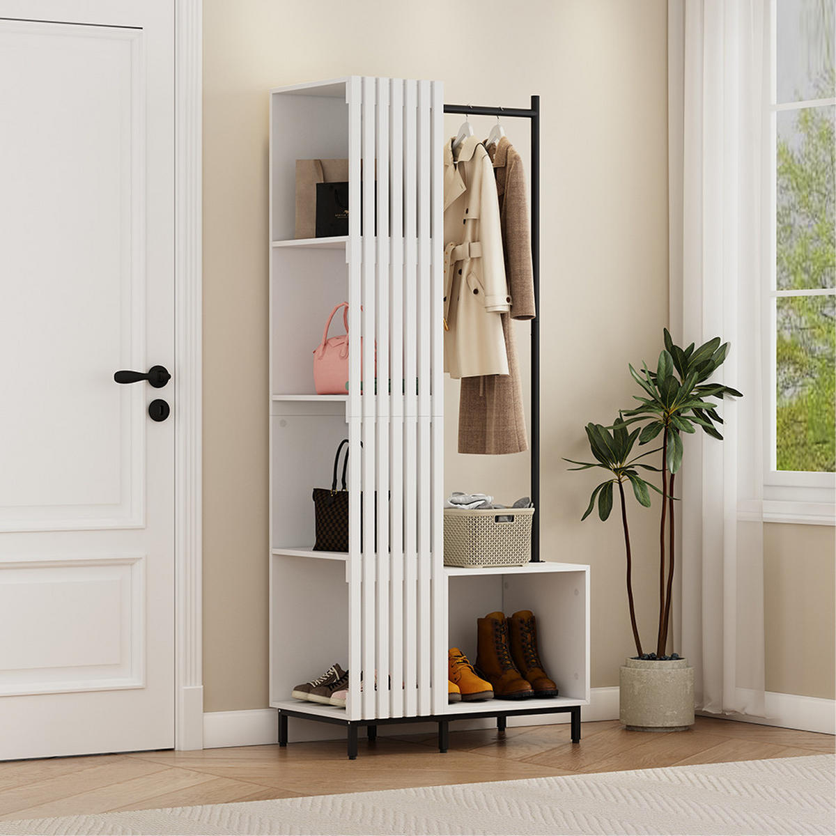 GARDEROBE Zinto Weiß 80 x 187 cm mit 5 Ablagefächern - Weiß, Holzwerkstoff (80/187/45cm) - Vicco