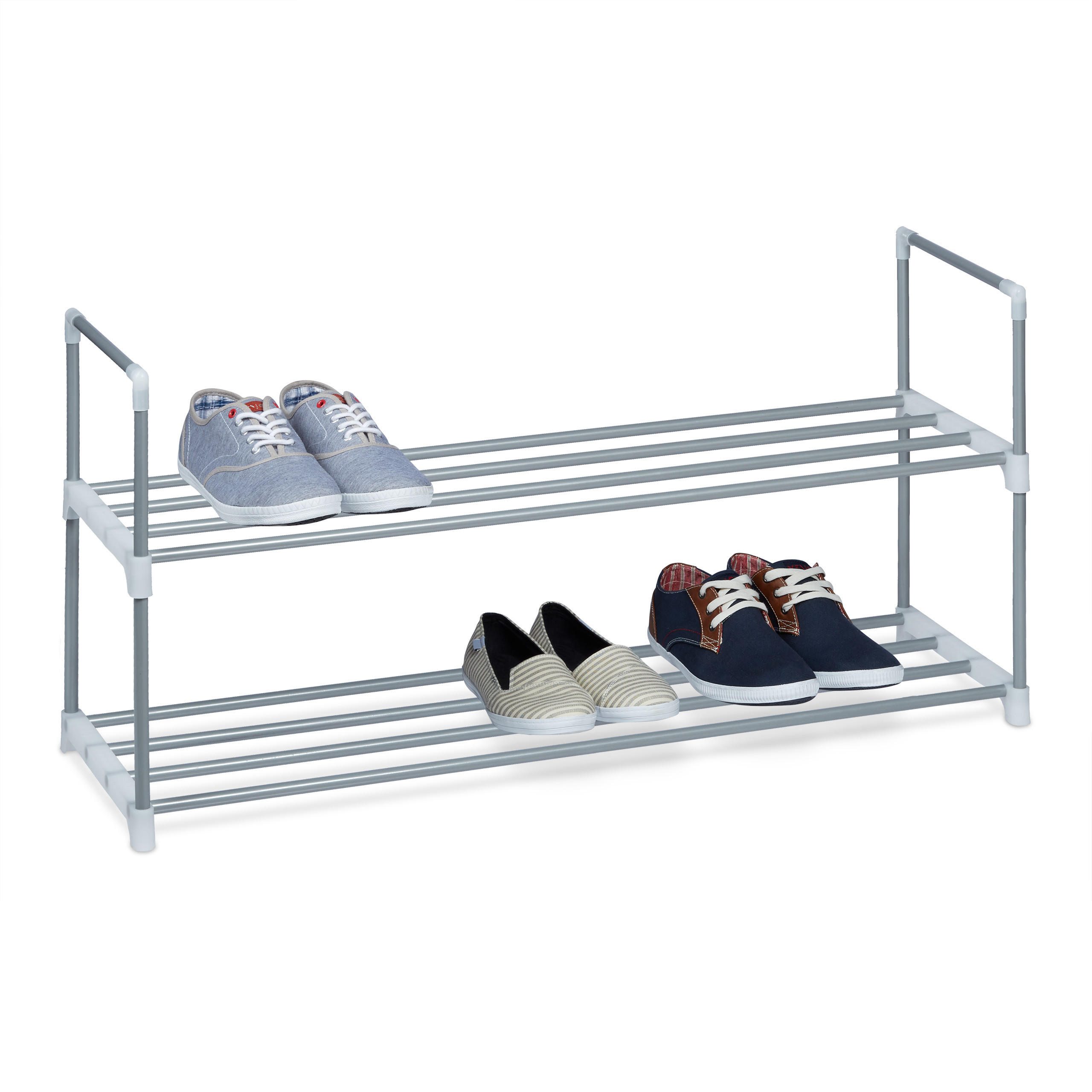 SCHUHREGAL - Silberfarben, Kunststoff/Metall (90/45/31cm) - Relaxdays