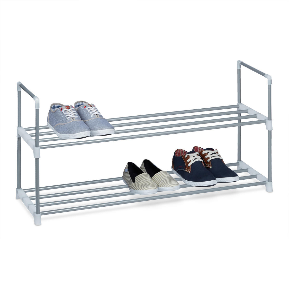 SCHUHREGAL - Silberfarben, Kunststoff/Metall (90/45/31cm) - Relaxdays